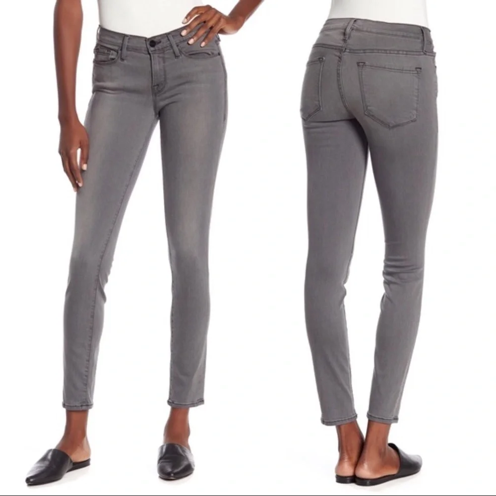 Frame • Le Skinny de Jeanne grey jeans ankle cropped denim mid rise - Picture 1 of 9